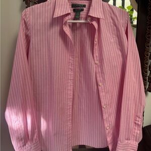 Ralph Lauren Pink and White Striped Button Up Shirt